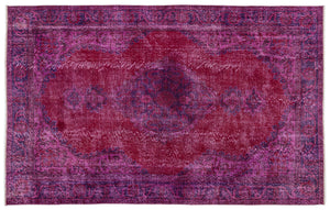 Fuchsia Over Dyed Vintage Rug 5'11'' x 9'7'' ft 181 x 291 cm