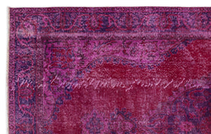 Fuchsia Over Dyed Vintage Rug 5'11'' x 9'7'' ft 181 x 291 cm