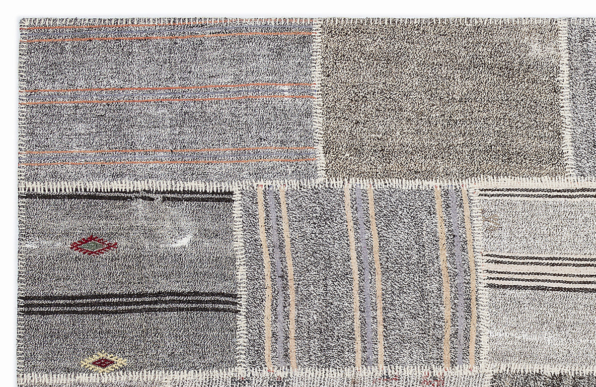 Striped Over Dyed Kilim Patchwork Unique Rug 5&#39;3&#39;&#39; x 7&#39;7&#39;&#39; ft 160 x 230 cm