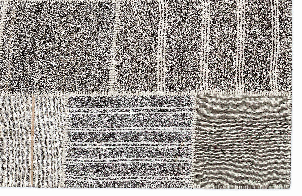 Striped Over Dyed Kilim Patchwork Unique Rug 5&#39;3&#39;&#39; x 7&#39;7&#39;&#39; ft 160 x 230 cm