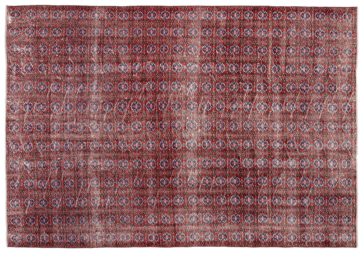 Red Over Dyed Vintage Rug 6&#39;0&#39;&#39; x 8&#39;9&#39;&#39; ft 184 x 266 cm