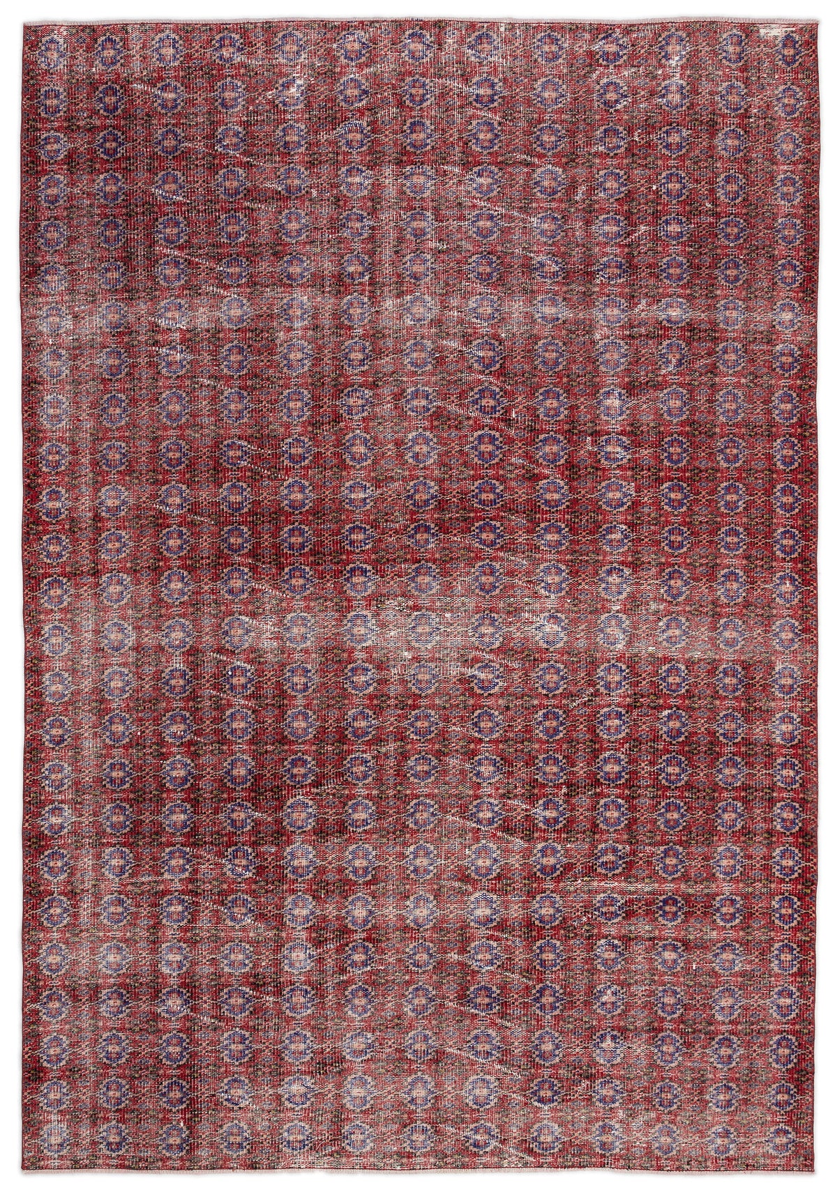 Red Over Dyed Vintage Rug 6&#39;0&#39;&#39; x 8&#39;9&#39;&#39; ft 184 x 266 cm