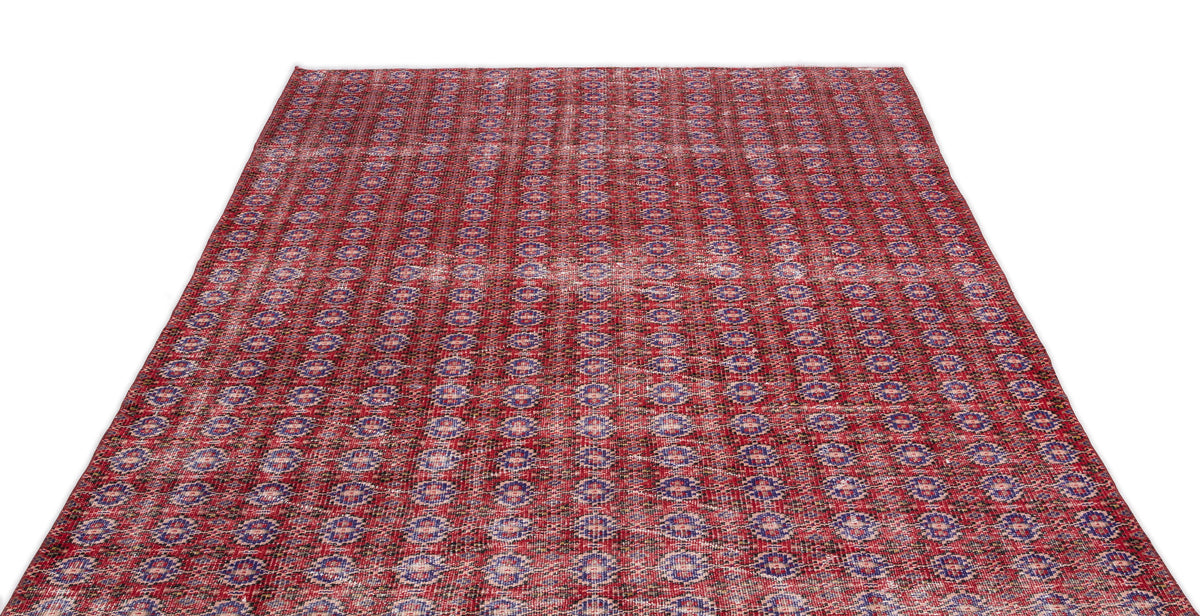 Red Over Dyed Vintage Rug 6&#39;0&#39;&#39; x 8&#39;9&#39;&#39; ft 184 x 266 cm