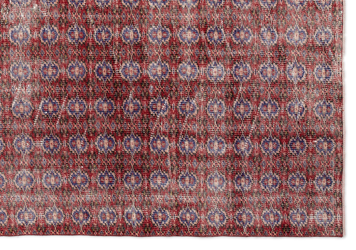 Red Over Dyed Vintage Rug 6&#39;0&#39;&#39; x 8&#39;9&#39;&#39; ft 184 x 266 cm