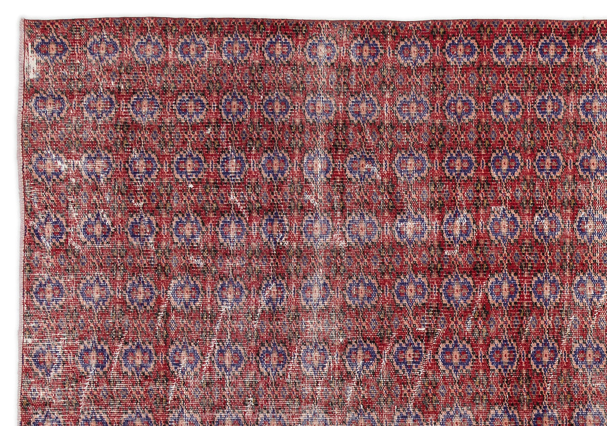 Red Over Dyed Vintage Rug 6&#39;0&#39;&#39; x 8&#39;9&#39;&#39; ft 184 x 266 cm