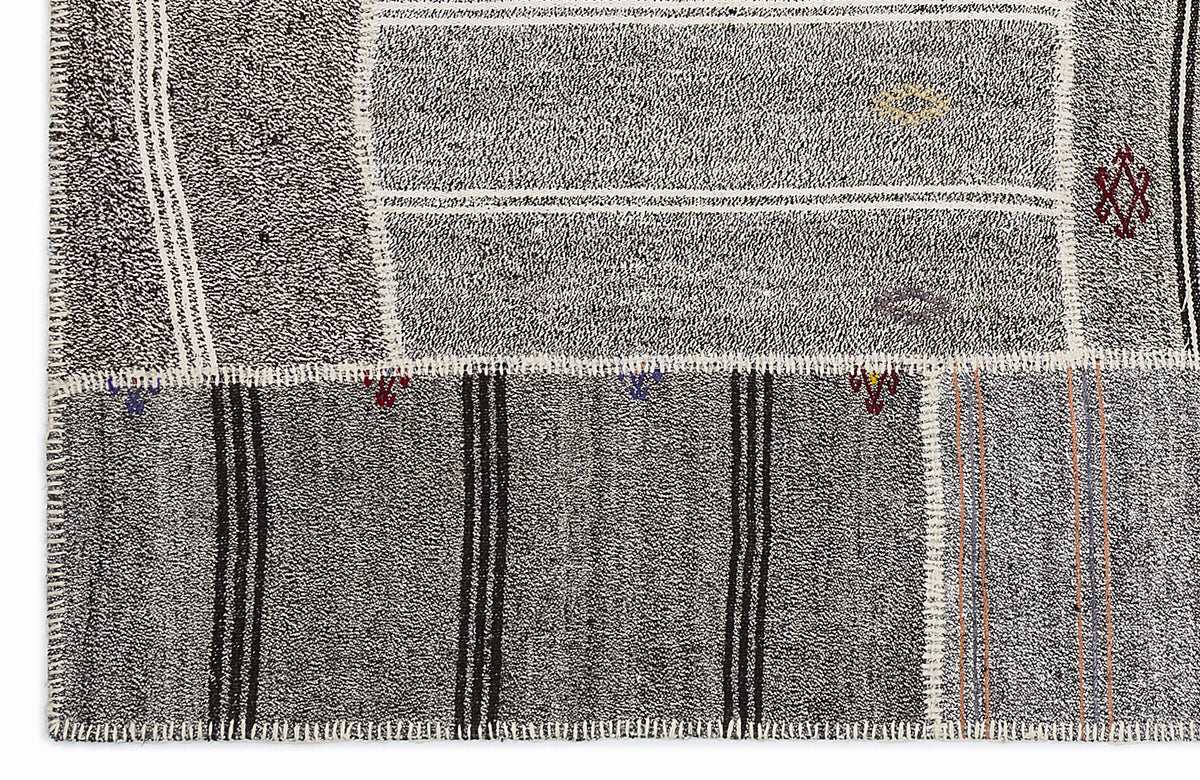 Striped Over Dyed Kilim Patchwork Unique Rug 5&#39;3&#39;&#39; x 7&#39;7&#39;&#39; ft 160 x 230 cm