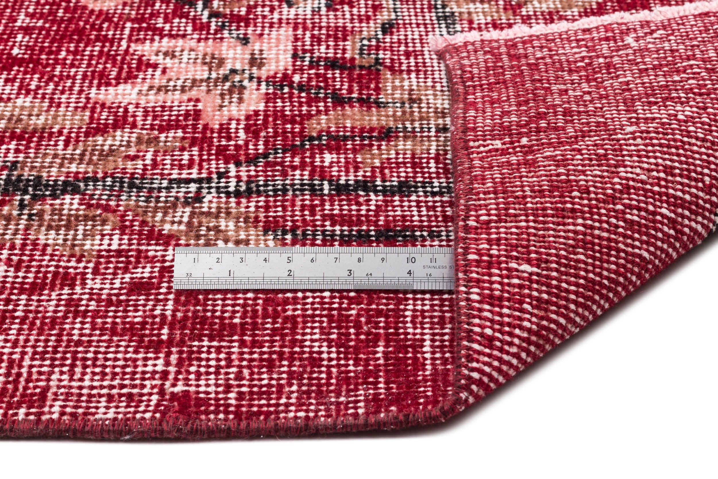 Red Over Dyed Vintage Rug 6'12'' x 11'0'' ft 213 x 336 cm
