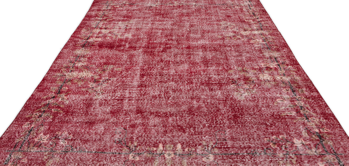 Red Over Dyed Vintage Rug 6&#39;12&#39;&#39; x 11&#39;0&#39;&#39; ft 213 x 336 cm