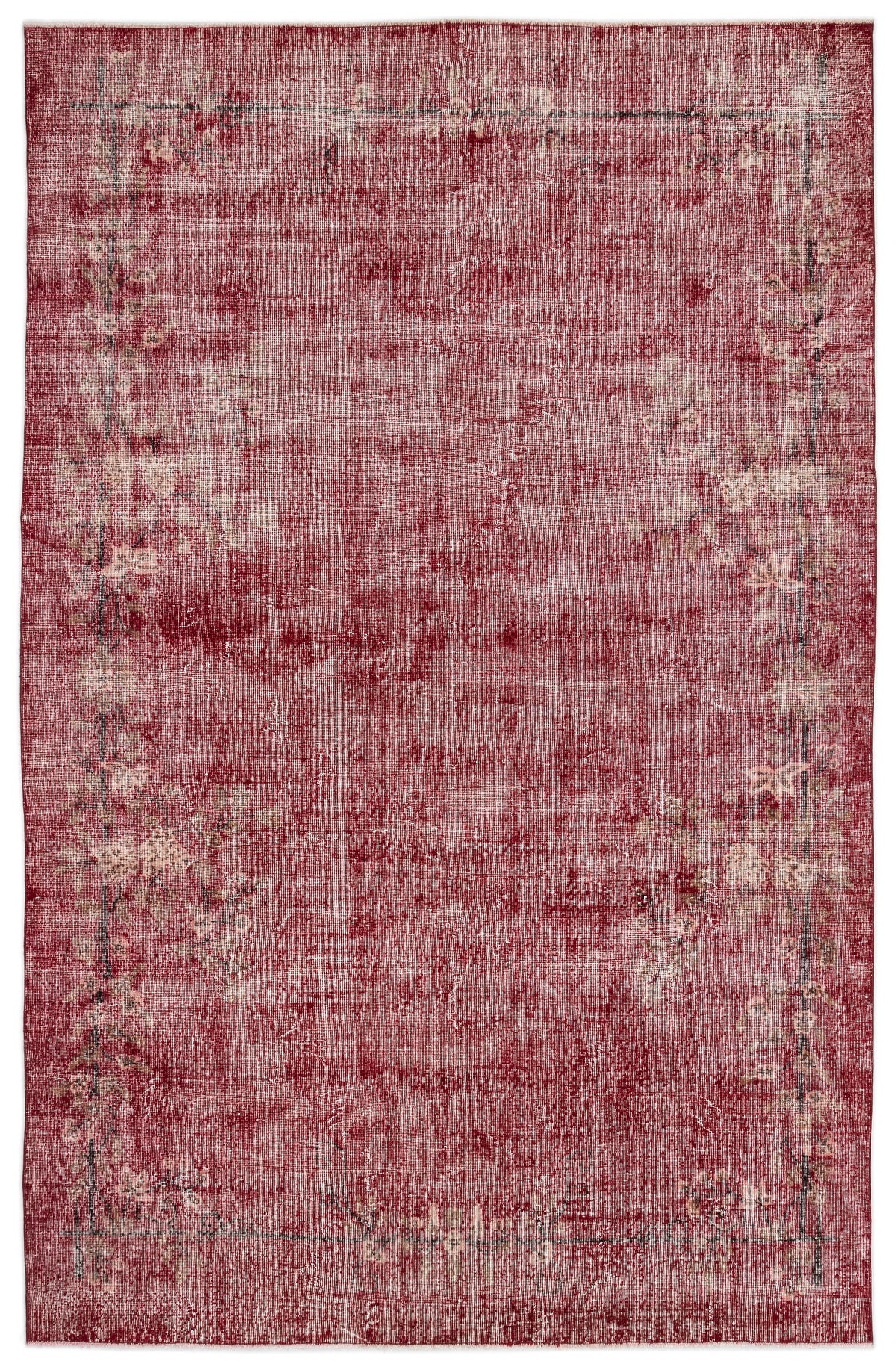 Red Over Dyed Vintage Rug 6&#39;12&#39;&#39; x 11&#39;0&#39;&#39; ft 213 x 336 cm