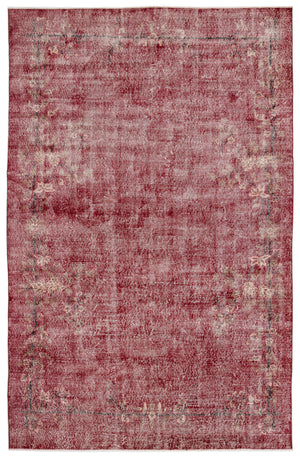 Red Over Dyed Vintage Rug 6'12'' x 11'0'' ft 213 x 336 cm