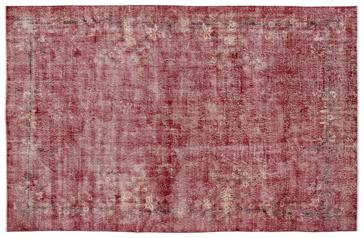 Red Over Dyed Vintage Rug 6&#39;12&#39;&#39; x 11&#39;0&#39;&#39; ft 213 x 336 cm