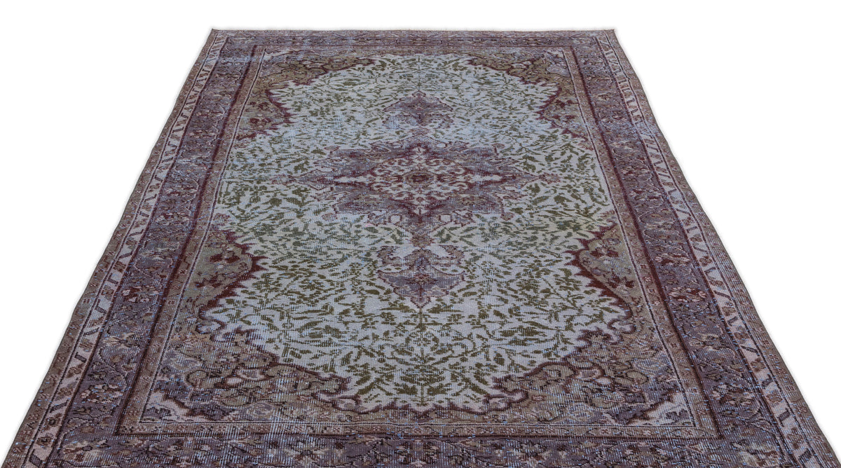 Blue Over Dyed Vintage Rug 5&#39;2&#39;&#39; x 9&#39;5&#39;&#39; ft 158 x 286 cm