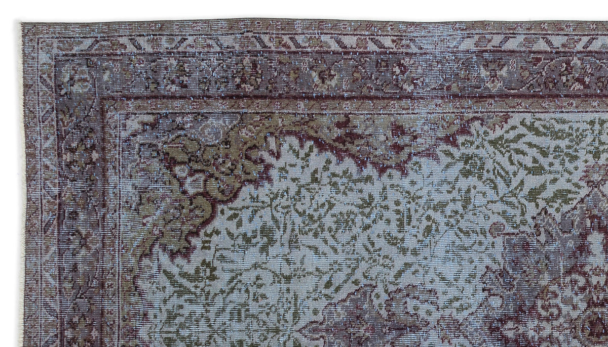 Blue Over Dyed Vintage Rug 5&#39;2&#39;&#39; x 9&#39;5&#39;&#39; ft 158 x 286 cm