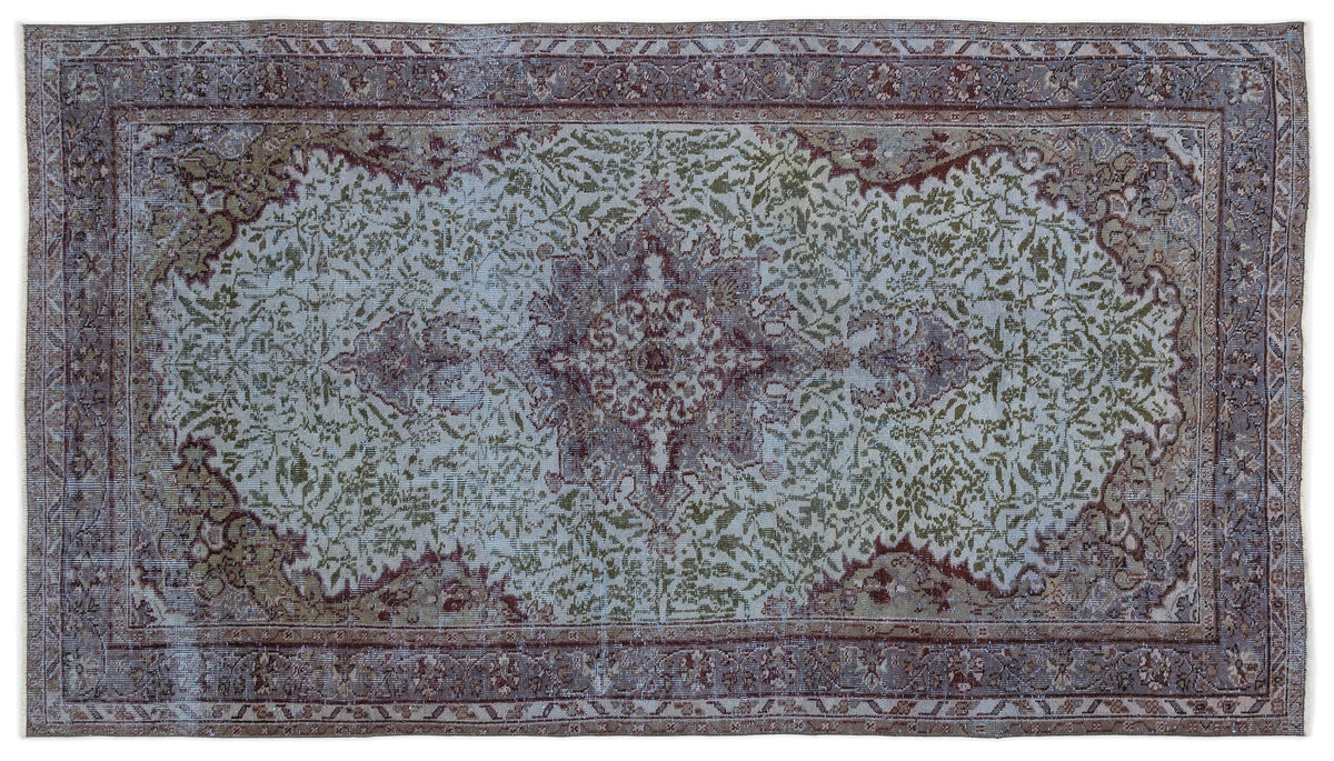 Blue Over Dyed Vintage Rug 5&#39;2&#39;&#39; x 9&#39;5&#39;&#39; ft 158 x 286 cm