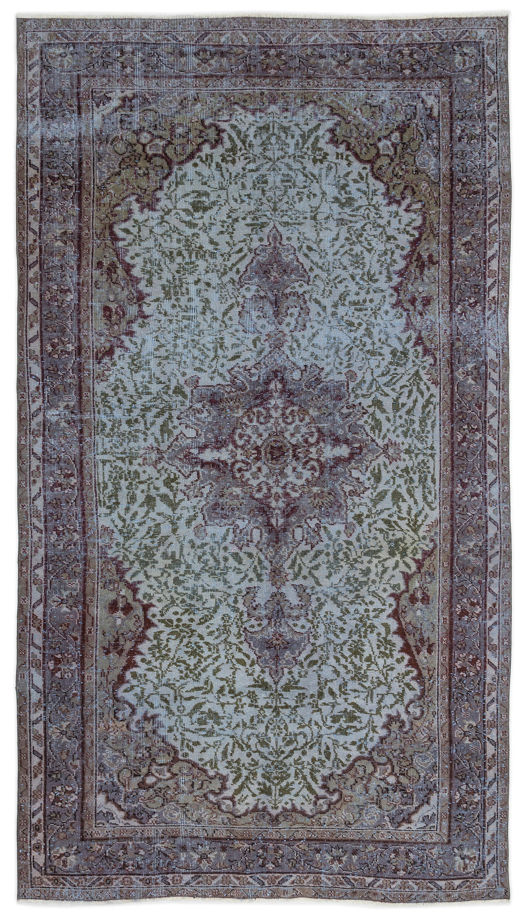 Blue Over Dyed Vintage Rug 5'2'' x 9'5'' ft 158 x 286 cm
