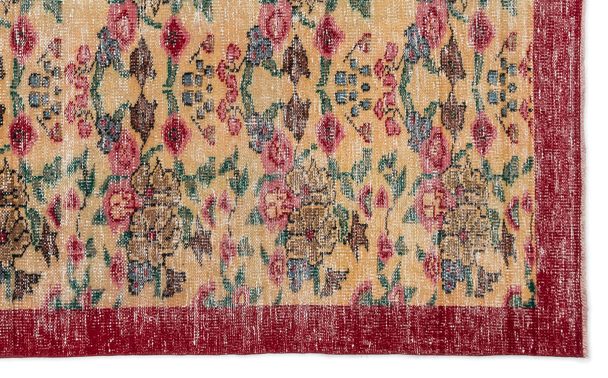 Retro Design Natural Red Floral Vintage Rug 5&#39;5&#39;&#39; x 9&#39;0&#39;&#39; ft 164 x 275 cm