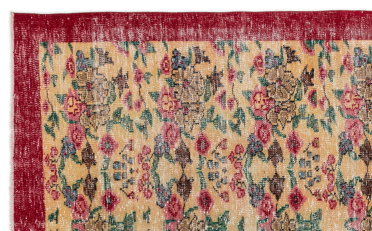 Retro Design Natural Red Floral Vintage Rug 5&#39;5&#39;&#39; x 9&#39;0&#39;&#39; ft 164 x 275 cm