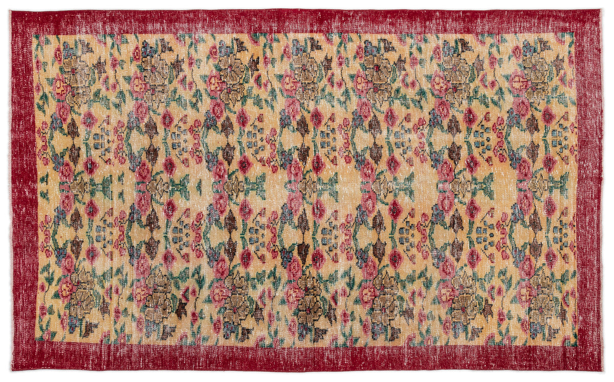 Retro Design Natural Red Floral Vintage Rug 5&#39;5&#39;&#39; x 9&#39;0&#39;&#39; ft 164 x 275 cm