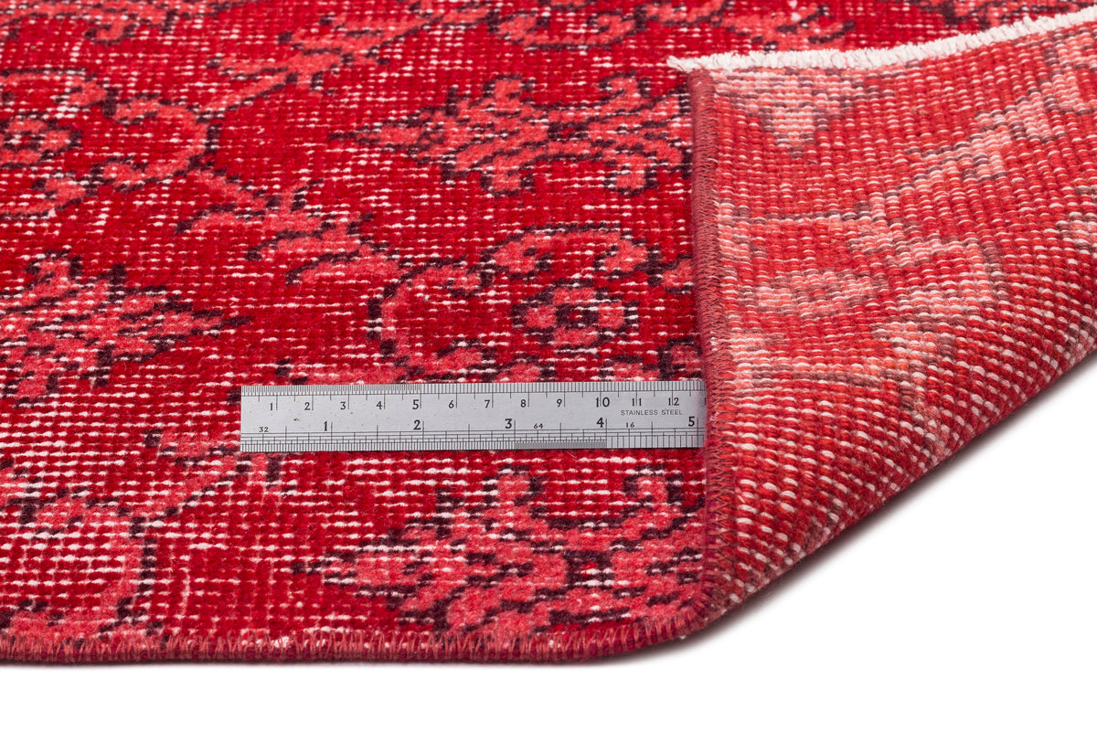 Red Over Dyed Vintage Rug 5&#39;1&#39;&#39; x 9&#39;0&#39;&#39; ft 156 x 275 cm