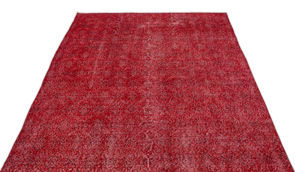 Red Over Dyed Vintage Rug 5&#39;1&#39;&#39; x 9&#39;0&#39;&#39; ft 156 x 275 cm