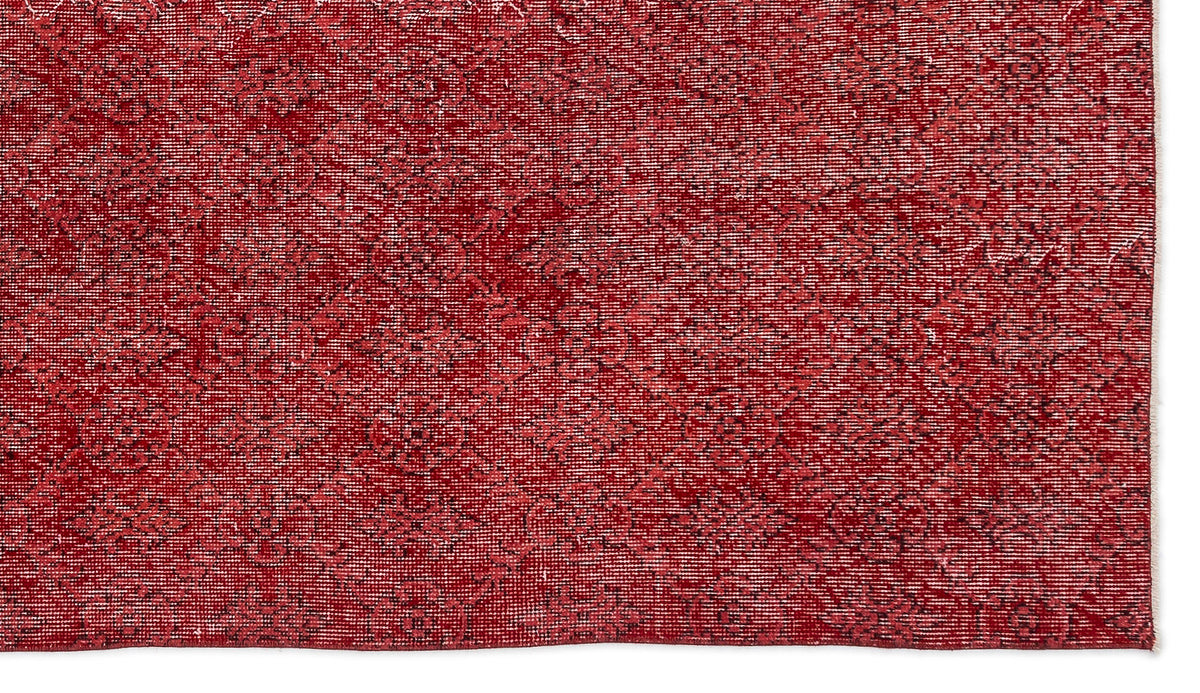 Red Over Dyed Vintage Rug 5&#39;1&#39;&#39; x 9&#39;0&#39;&#39; ft 156 x 275 cm