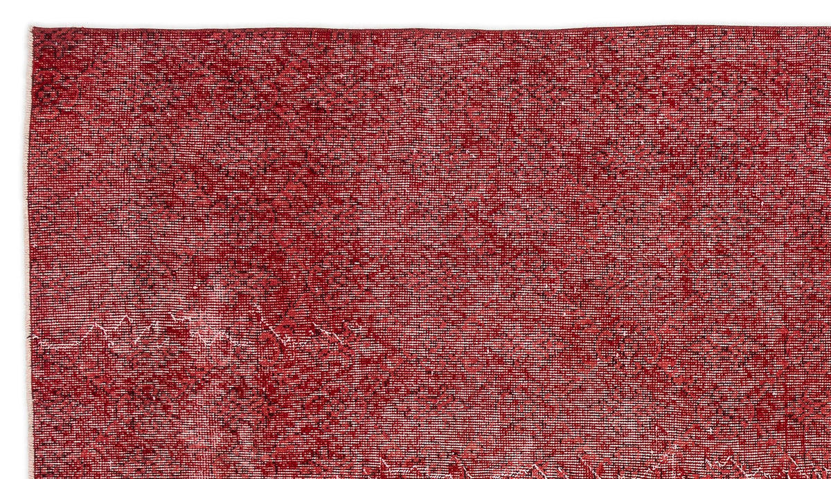 Red Over Dyed Vintage Rug 5&#39;1&#39;&#39; x 9&#39;0&#39;&#39; ft 156 x 275 cm