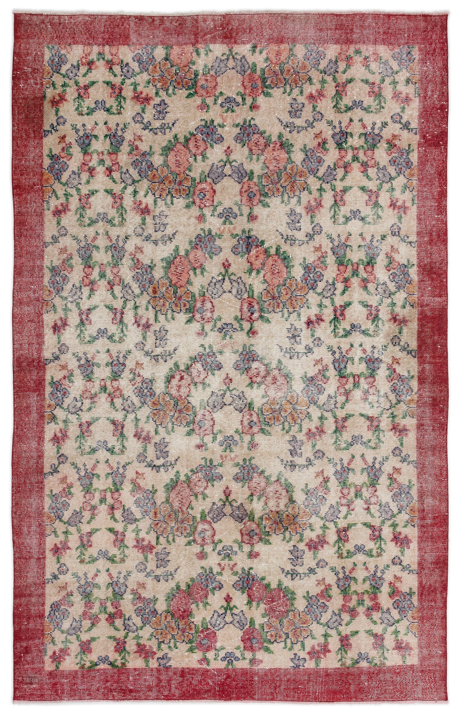Retro Over Dyed Vintage Rug 5'5'' x 8'8'' ft 165 x 264 cm