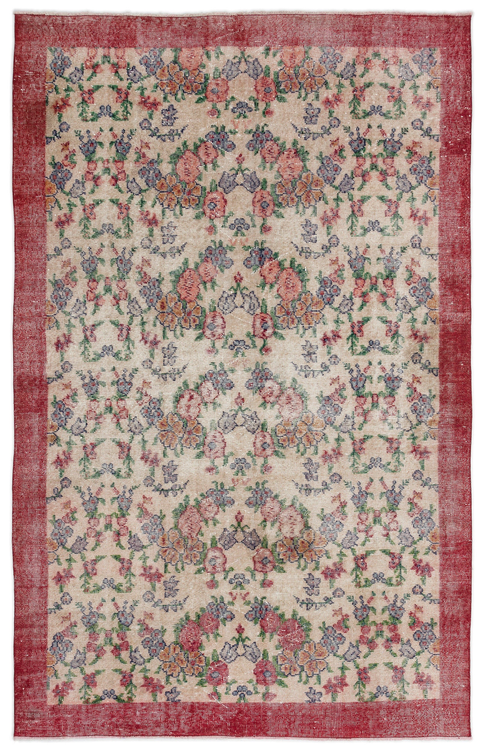 Retro Over Dyed Vintage Rug 5'5'' x 8'8'' ft 165 x 264 cm