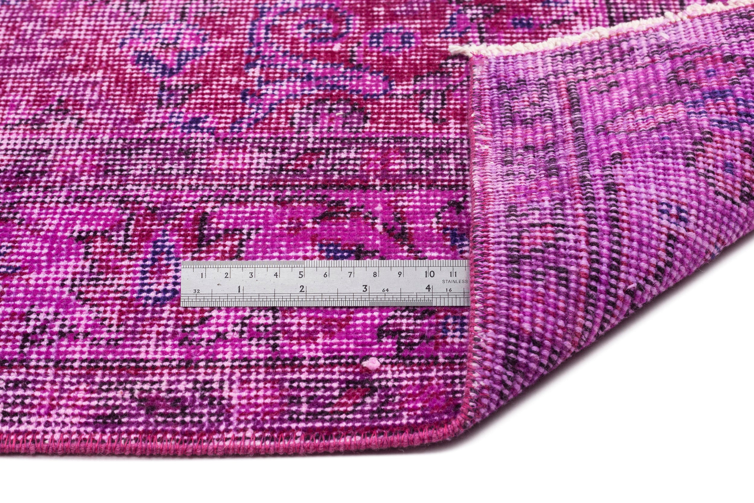 Fuchsia Over Dyed Vintage Rug 4'9'' x 8'10'' ft 145 x 268 cm