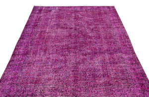 Fuchsia Over Dyed Vintage Rug 4'9'' x 8'10'' ft 145 x 268 cm