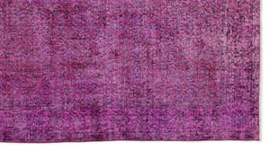 Fuchsia Over Dyed Vintage Rug 4'9'' x 8'10'' ft 145 x 268 cm