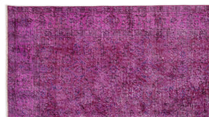 Fuchsia Over Dyed Vintage Rug 4'9'' x 8'10'' ft 145 x 268 cm