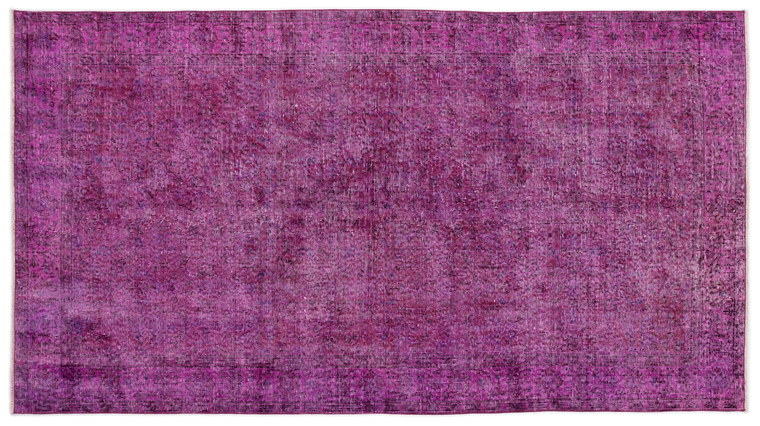Fuchsia Over Dyed Vintage Rug 4'9'' x 8'10'' ft 145 x 268 cm