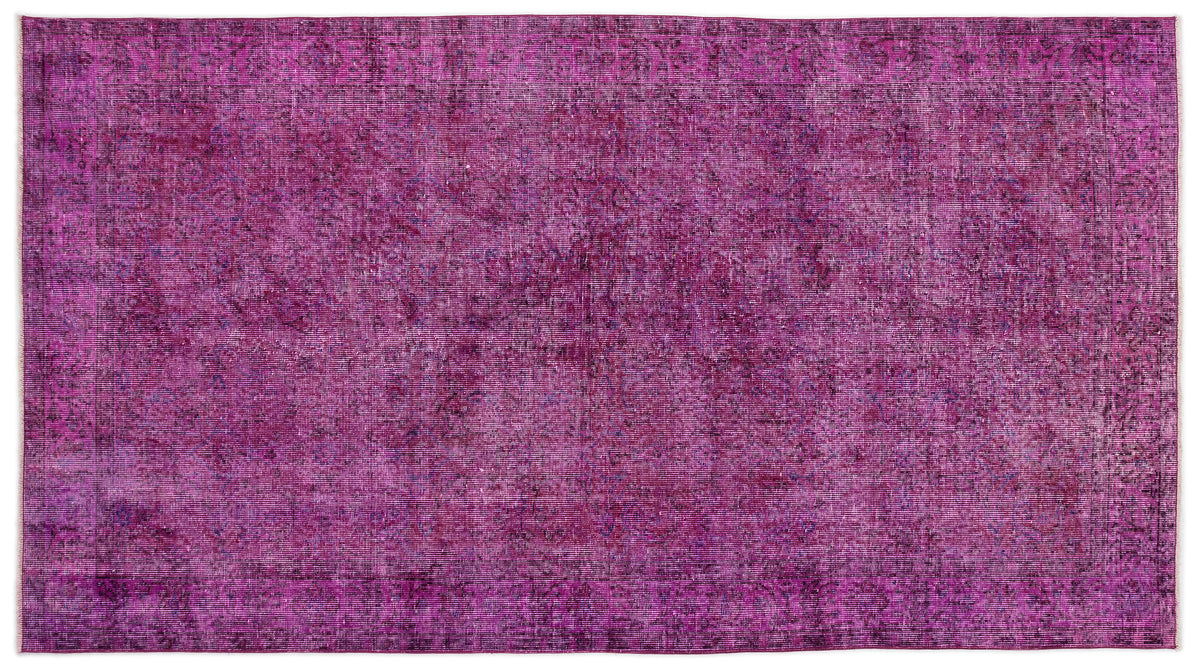 Fuchsia Over Dyed Vintage Rug 4&#39;9&#39;&#39; x 8&#39;10&#39;&#39; ft 145 x 268 cm
