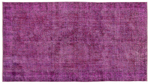 Fuchsia Over Dyed Vintage Rug 4'9'' x 8'10'' ft 145 x 268 cm