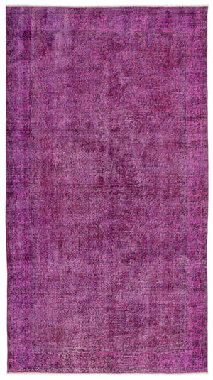 Fuchsia Over Dyed Vintage Rug 4'9'' x 8'10'' ft 145 x 268 cm