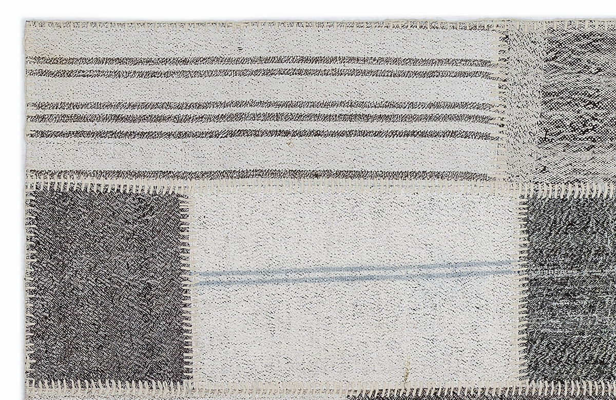 Striped Over Dyed Kilim Patchwork Unique Rug 3&#39;11&#39;&#39; x 5&#39;8&#39;&#39; ft 120 x 172 cm