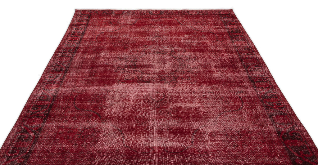 Red Over Dyed Vintage Rug 6'7'' x 10'4'' ft 200 x 315 cm