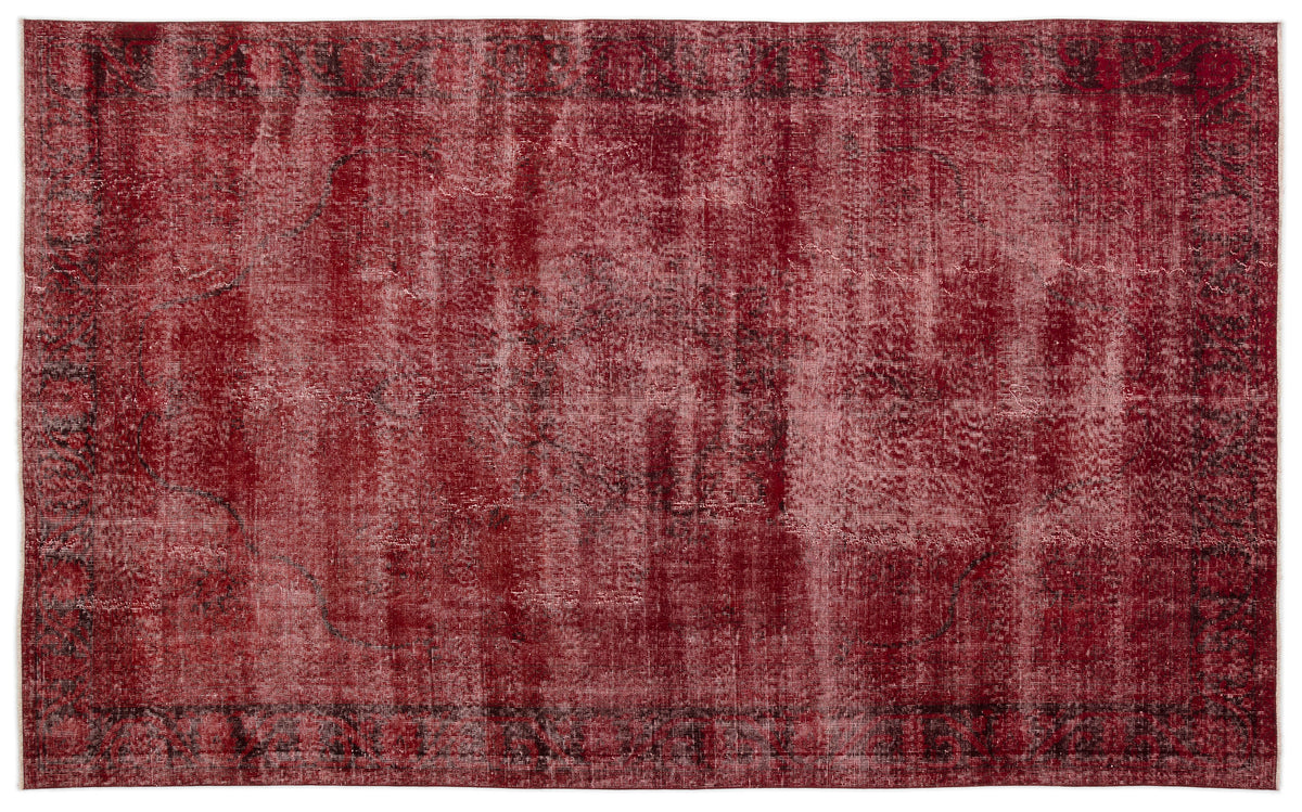 Red Over Dyed Vintage Rug 6&#39;7&#39;&#39; x 10&#39;4&#39;&#39; ft 200 x 315 cm