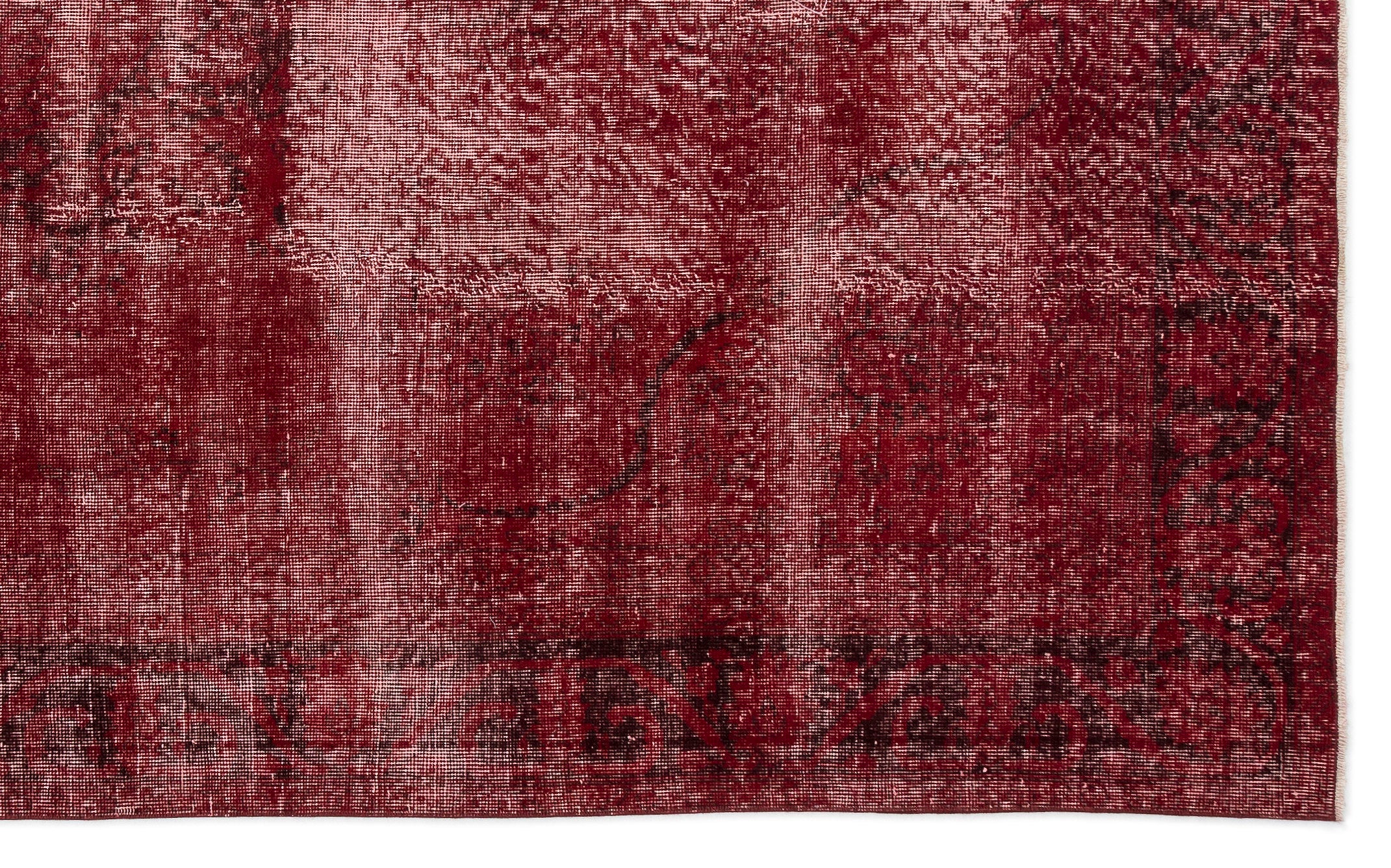 Red Over Dyed Vintage Rug 6'7'' x 10'4'' ft 200 x 315 cm
