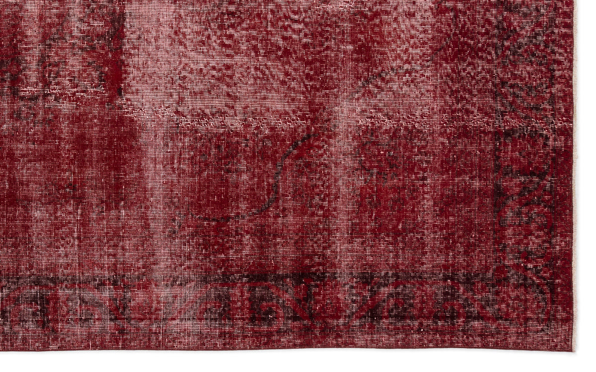 Red Over Dyed Vintage Rug 6&#39;7&#39;&#39; x 10&#39;4&#39;&#39; ft 200 x 315 cm