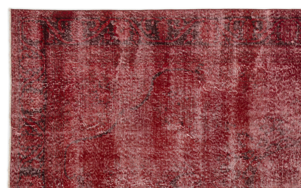 Red Over Dyed Vintage Rug 6'7'' x 10'4'' ft 200 x 315 cm