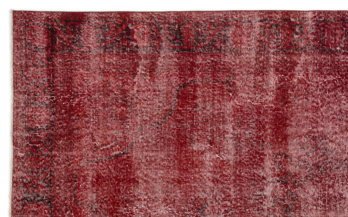 Red Over Dyed Vintage Rug 6&#39;7&#39;&#39; x 10&#39;4&#39;&#39; ft 200 x 315 cm