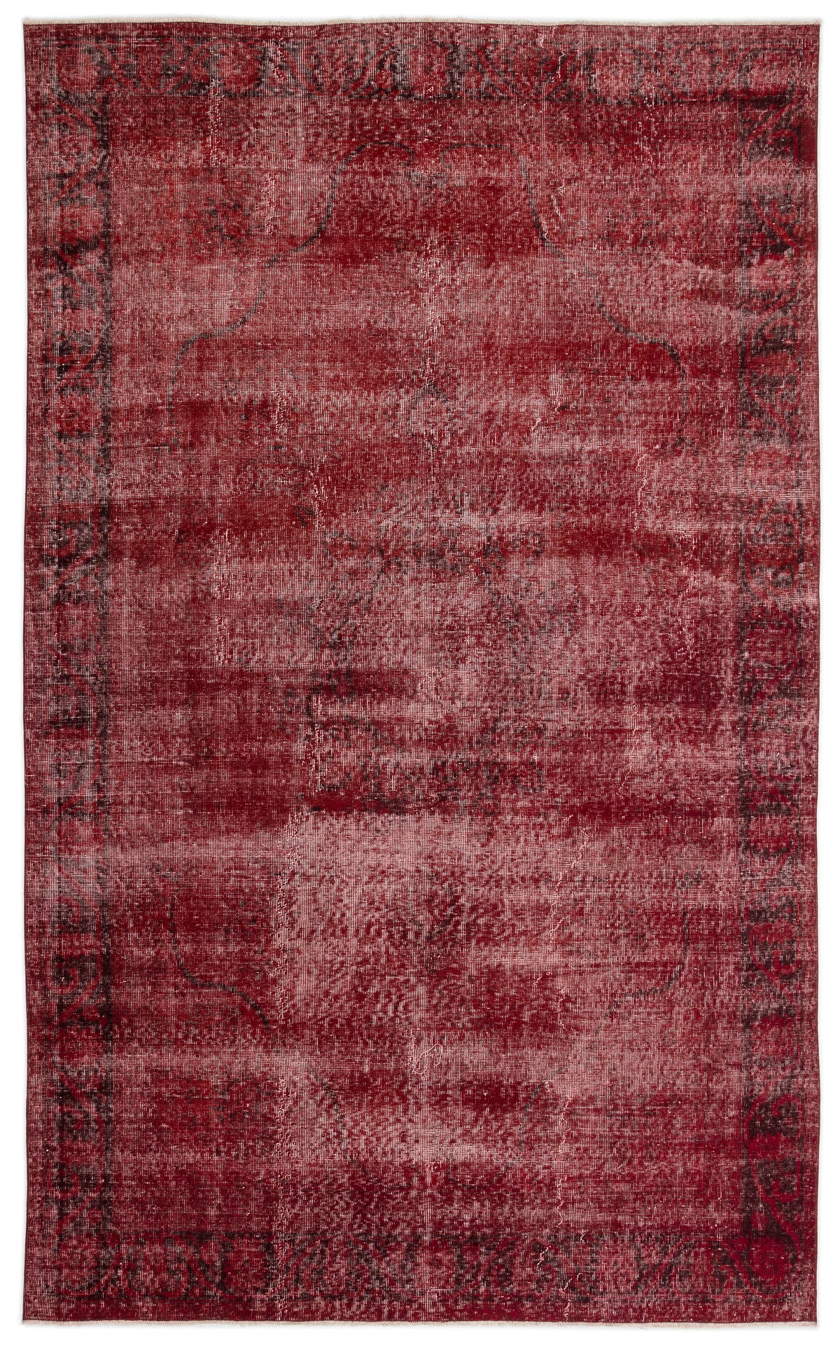Red Over Dyed Vintage Rug 6&#39;7&#39;&#39; x 10&#39;4&#39;&#39; ft 200 x 315 cm