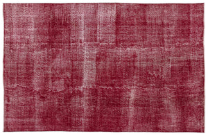 Red Over Dyed Vintage Rug 5'9'' x 9'1'' ft 174 x 277 cm