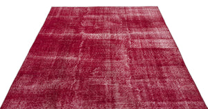 Red Over Dyed Vintage Rug 5'9'' x 9'1'' ft 174 x 277 cm