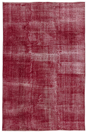 Red Over Dyed Vintage Rug 5'9'' x 9'1'' ft 174 x 277 cm