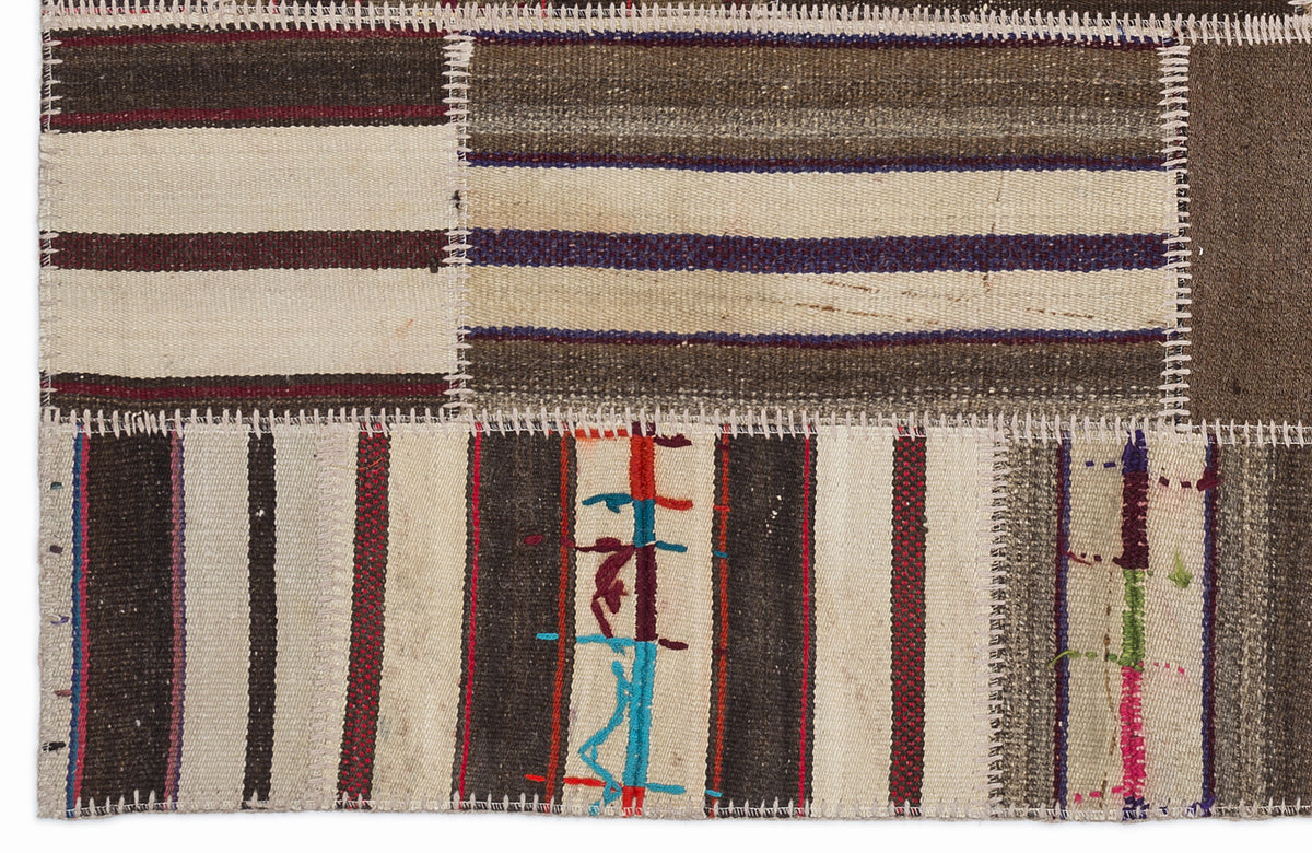 Striped Over Dyed Kilim Patchwork Unique Rug 3&#39;11&#39;&#39; x 5&#39;11&#39;&#39; ft 120 x 180 cm