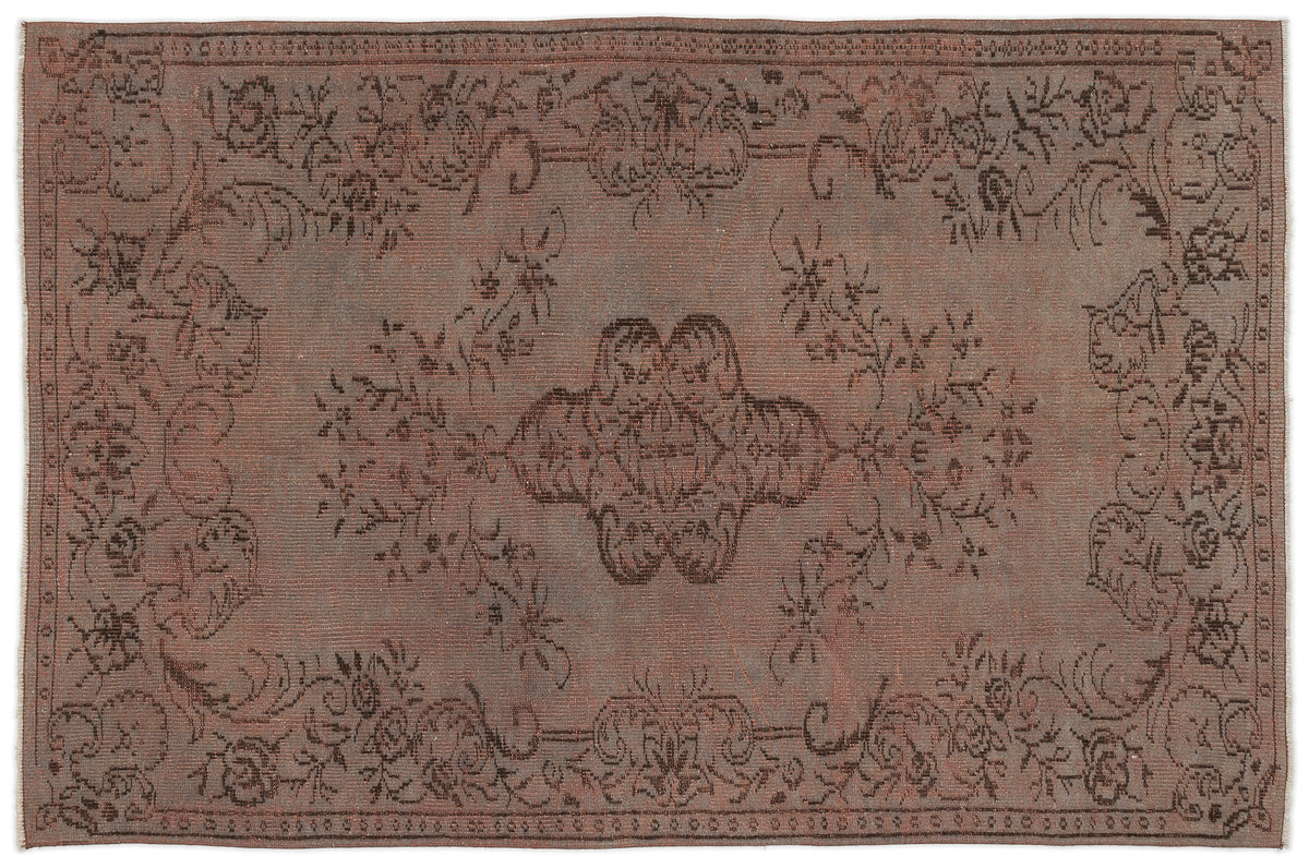 Brown Over Dyed Vintage Rug 5&#39;2&#39;&#39; x 8&#39;0&#39;&#39; ft 158 x 245 cm
