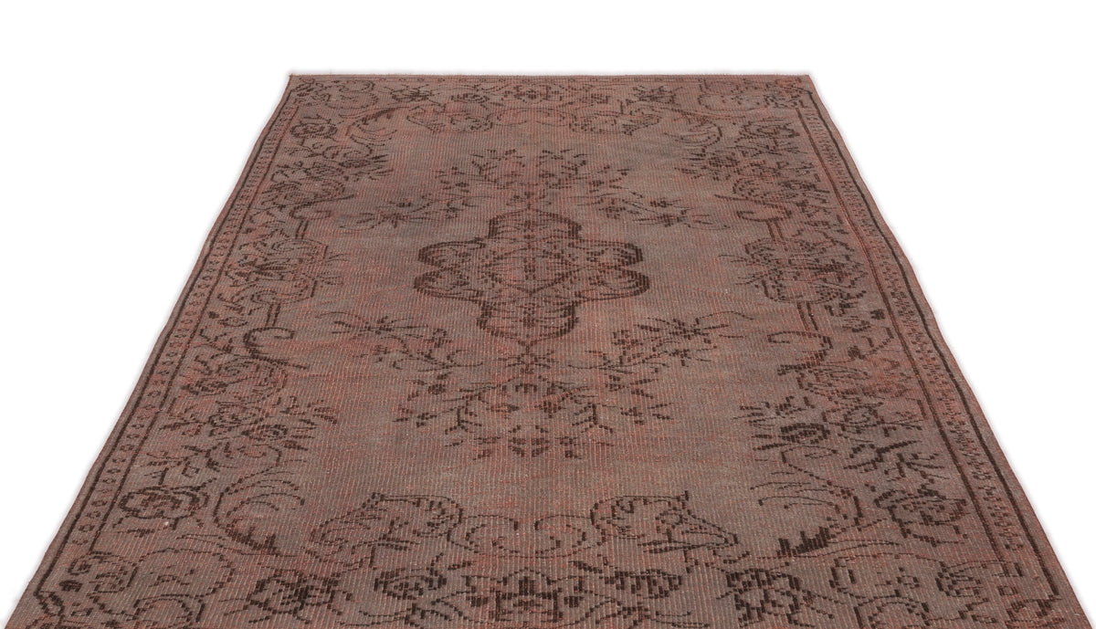 Brown Over Dyed Vintage Rug 5&#39;2&#39;&#39; x 8&#39;0&#39;&#39; ft 158 x 245 cm